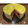 Entremet Coco, citron, framboise