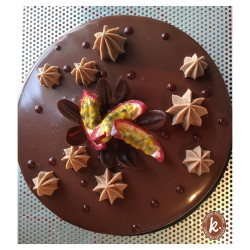 Entremet chocolat et fruits de la passion